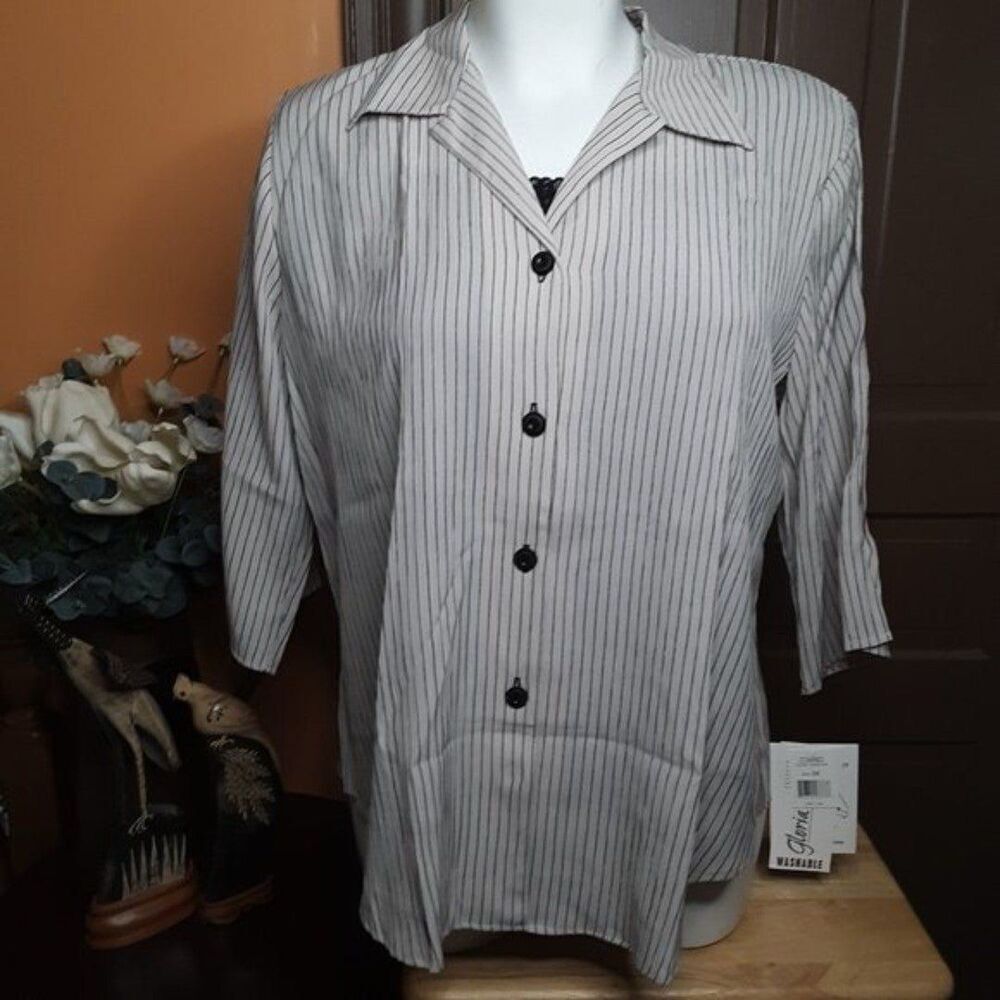 Gloria Lance Womens Button Down Top Blouse Shirt 3X